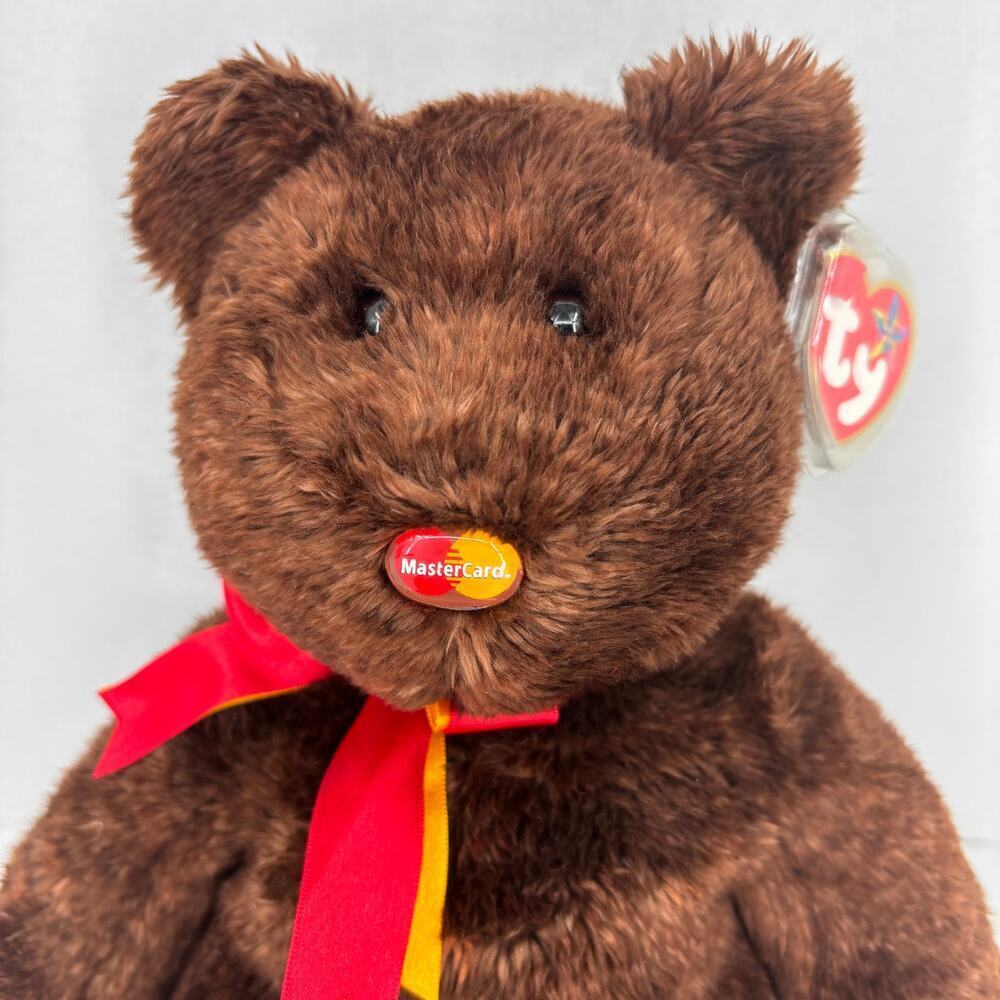 Ty M. C. Beanie Buddy Bear Brown Plush Mastercard Nose 14 Inch 2005 Vintage - Picture 2 of 10